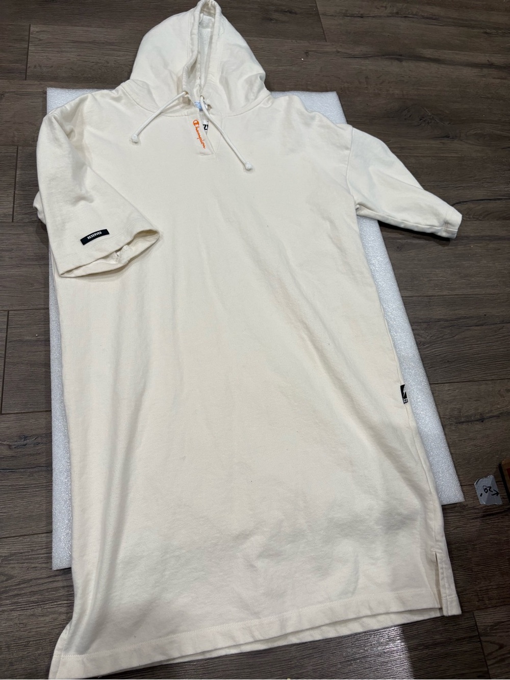 Champion x izzue collaboration off-white hoodie dress